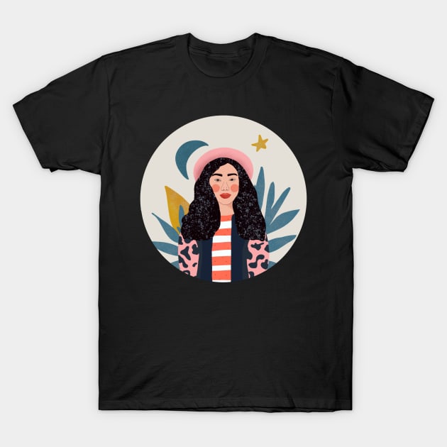 Asian beauty woman minimal art T-Shirt by Nastya Li